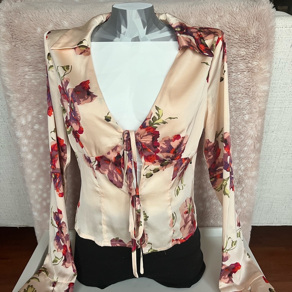 Miss Lola Cream and Red Floral Top